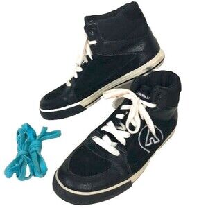 Airwalk-Women's 10-Black Hi-Top Skate Shoes+ Extra Laces- 130834 -Leather+Synthe